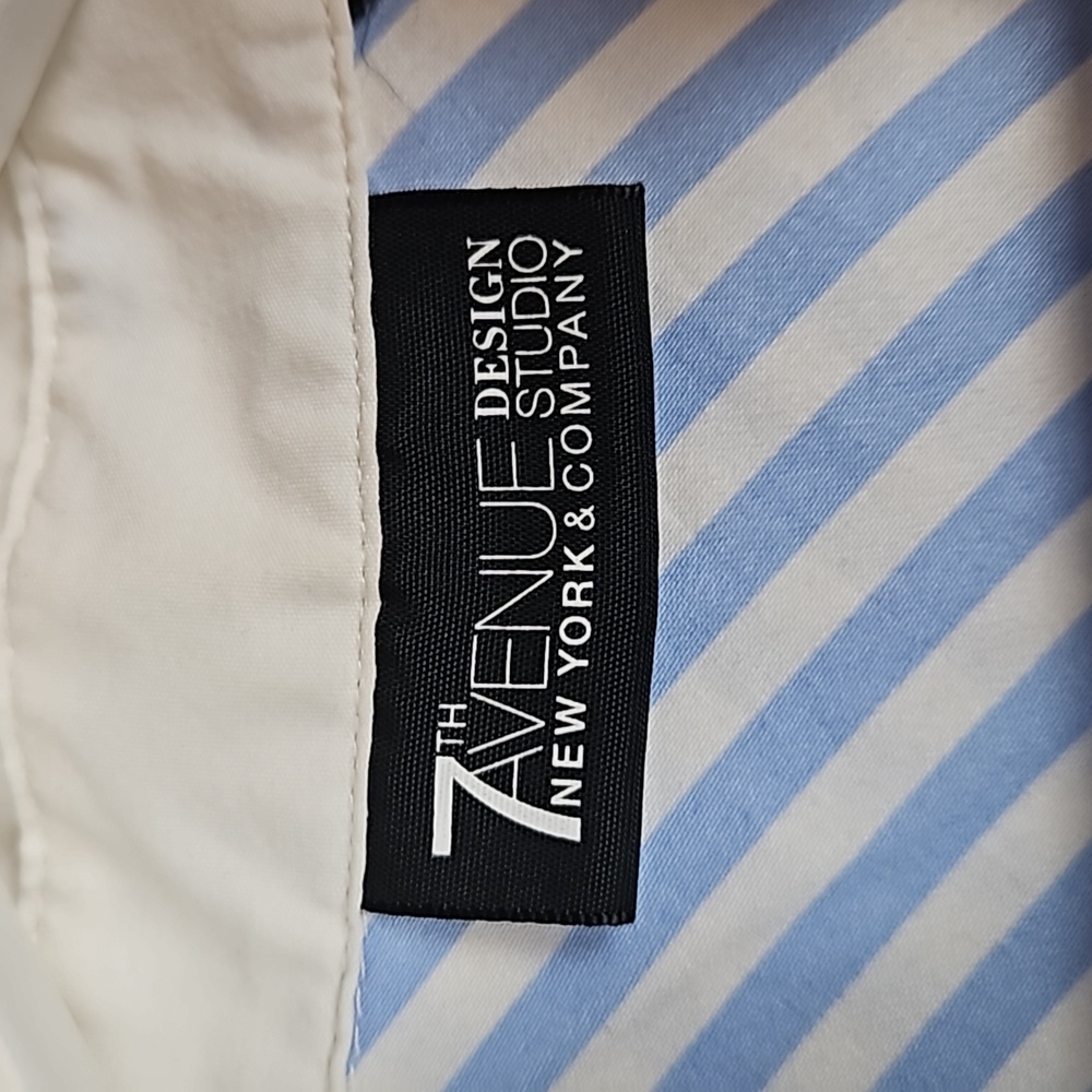 7th Avenue Classic Pinstripe Dress Shirt Light Blue, White Trim, Women's XS - Picture 5 of 6